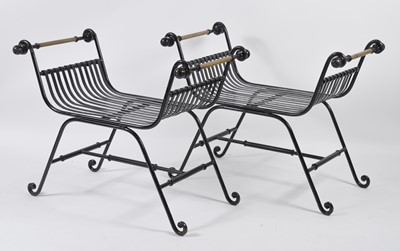 Lot 1455 - A pair of Victorian wrought iron garden window...