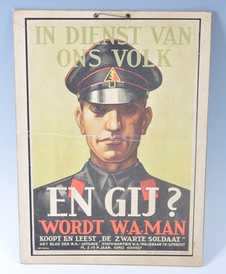 Lot 290 - A WW II Dutch poster, depicting a WA man with...
