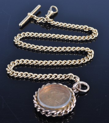 Lot 1224 - An 18ct gold curblink watch chain with Albert...
