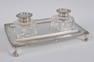 Lot 1102 - An Edwardian silver deskstand, comprising...