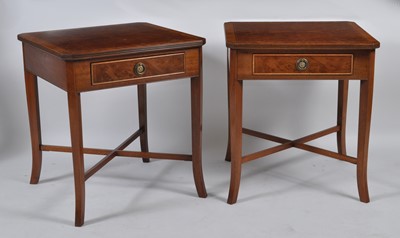 Lot 1437 - A pair of walnut and burr walnut lamp...