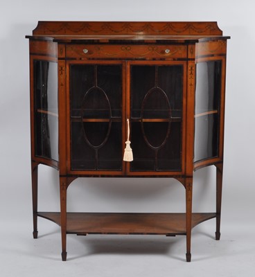 Lot 1443 - A Sheraton Revival satinwood and inlaid china...