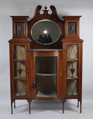 Lot 1450 - A Sheraton Revival mahogany and inlaid china...