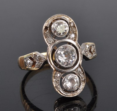 Lot 1186 - A yellow and white metal diamond lozenge...