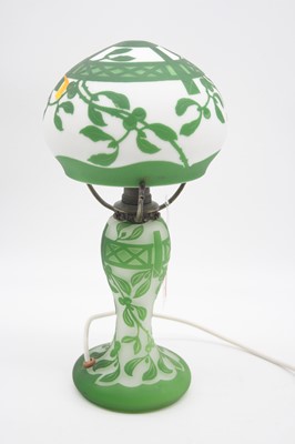 Lot 5 - A Gallé style cameo glass table lamp having an...