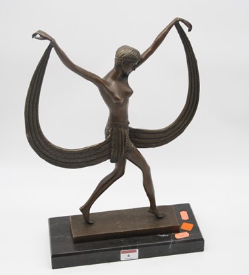 Lot 6 - An Art Deco style bronzed figure of a semi...