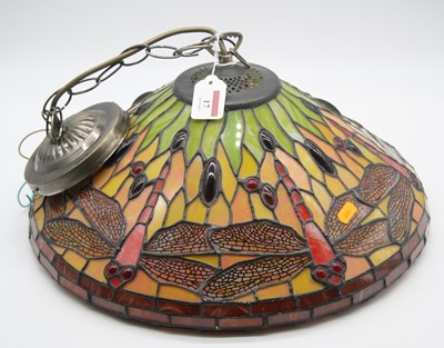 Lot 17 - A reproduction Tiffany style leaded glazed...