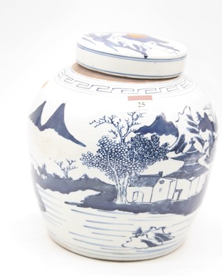 Lot 25 - A Chinese style blue & white ginger jar of...