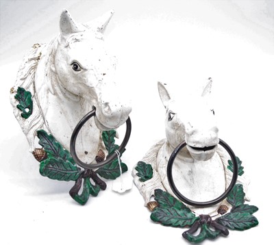 Lot 51 - A pair of large cast iron and painted door...