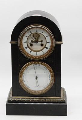 Lot 128 - A late 19th century black slate cased domed...