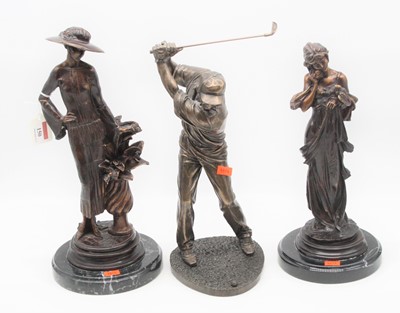 Lot 150 - A large modern bronzed resin figure of a...