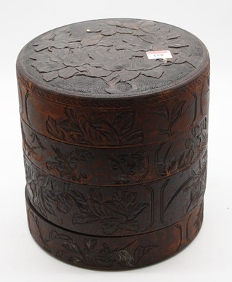 Lot 158 - A Chinese style faux bamboo casket, in four...