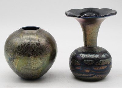 Lot 228 - An Isle of Wight iridescent glass vase having...