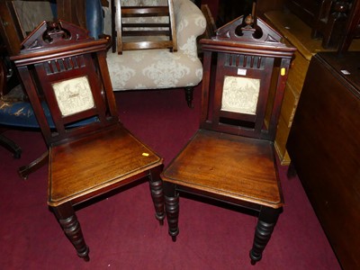Lot 1371 - A pair of Victorian mahogany panelled seat...