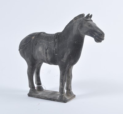 Lot 1 - A Chinese hollow moulded black terracotta...