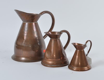 Lot 19 - A set of three Victorian copper graduated...