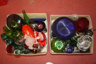 Lot 81 - Two boxes of coloured glassware