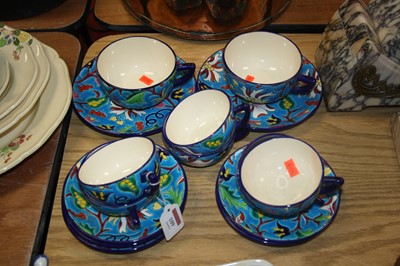 Lot 109 - A Longwy peint main part tea and coffee service