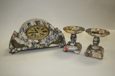 Lot 113 - A 1930s polished hardstone eight-day clock...