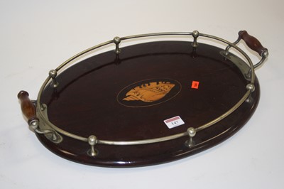 Lot 147 - A 20th century inlaid twin handled drinks tray,...