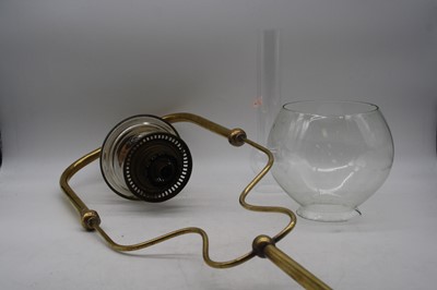 Lot 179 - A Victorian brass hanging oil lamp, h.83cm