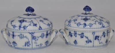 Lot 201 - A pair of Royal Copenhagen Blue-lace pattern...