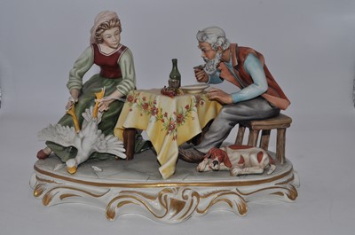 Lot 206 - A large Naples style figure group of a couple...