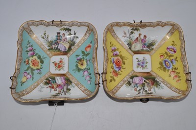 Lot 222 - A near-pair of Dresden porcelain dishes, each...