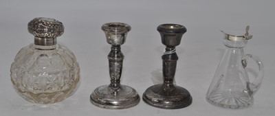 Lot 230 - A silver lidded glass whisky noggin, h.10cm;...