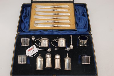 Lot 264 - A George VI silver 10-piece table cruet set,...