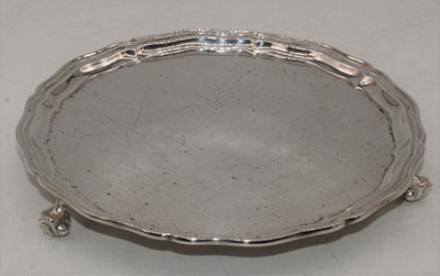 Lot 272 - A George VI silver waiter, having pie-crust...