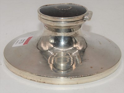 Lot 273 - A George V silver and piquework inkwell, of...