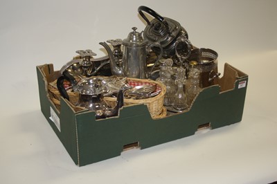 Lot 287 - A box of various silver plated wares, to...