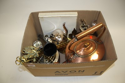 Lot 295 - A box of metalware, to include a Victorian...