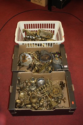 Lot 300 - Three boxes of mixed metalware, to include a...