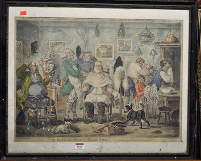 Lot 1019 - After James Gillray - A Barber's shop in...
