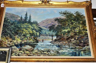 Lot 1027 - W Howells - The River Wye, Radnorshire, oil on...