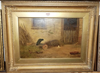 Lot 1038 - Circa 1900 school - Blackbird upon a log, oil...