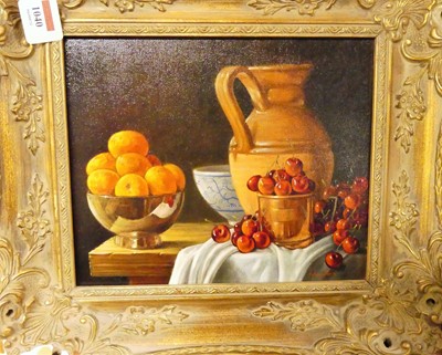 Lot 1040 - Anthony Barrs - still life with cherries and...