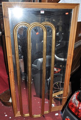 Lot 1147 - A contemporary pine bevelled rectangular wall...