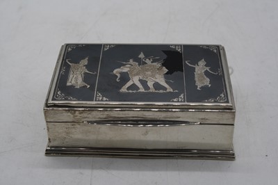 Lot 303 - A sterling silver table cigarette box,...