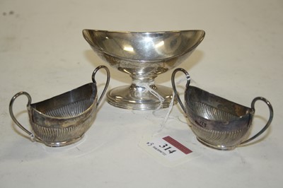 Lot 314 - A Victorian silver table salt of navette form,...