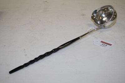 Lot 315 - A 19th century silver toddy ladle, having...