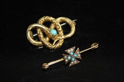 Lot 401 - A Victorian yellow metal and turquoise set...