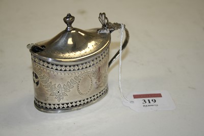 Lot 319 - A Victorian pierced silver mustard having blue...