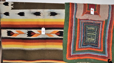 Lot 1209 - A bright coloured striped Kelim rug; together...