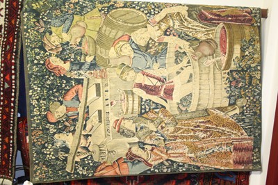 Lot 1210 - A needlework embroidered wall hanging,...