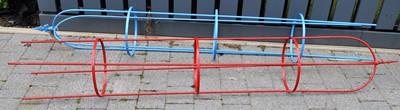 Lot 1186 - Two painted iron garden obelisks, each height...