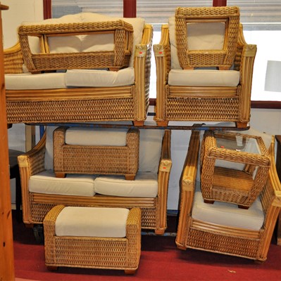 Lot 1196 - A contemporary nine piece wicker and bamboo...