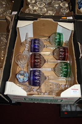 Lot 633 - Five boxes of miscellaneous glassware, to...